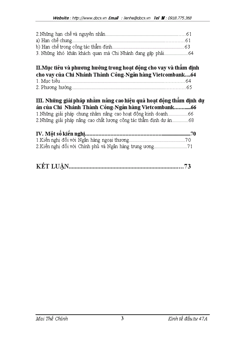 image for page Thực trạng và giải pháp nâng cao hiệu quả công tác thẩm định dự án tại Chi nhánh Thành Công ngânhàng NHTMCP Ngoại Thương VietcomBank