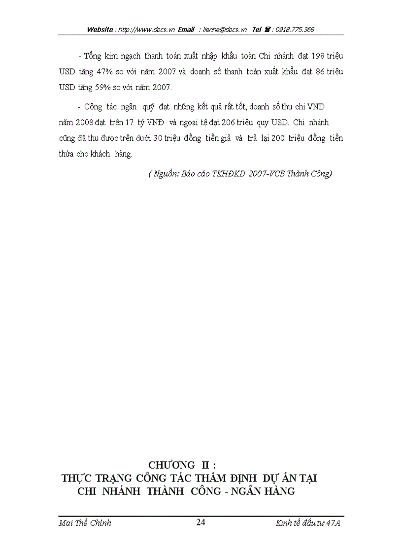 image for page Thực trạng và giải pháp nâng cao hiệu quả công tác thẩm định dự án tại Chi nhánh Thành Công ngânhàng NHTMCP Ngoại Thương VietcomBank