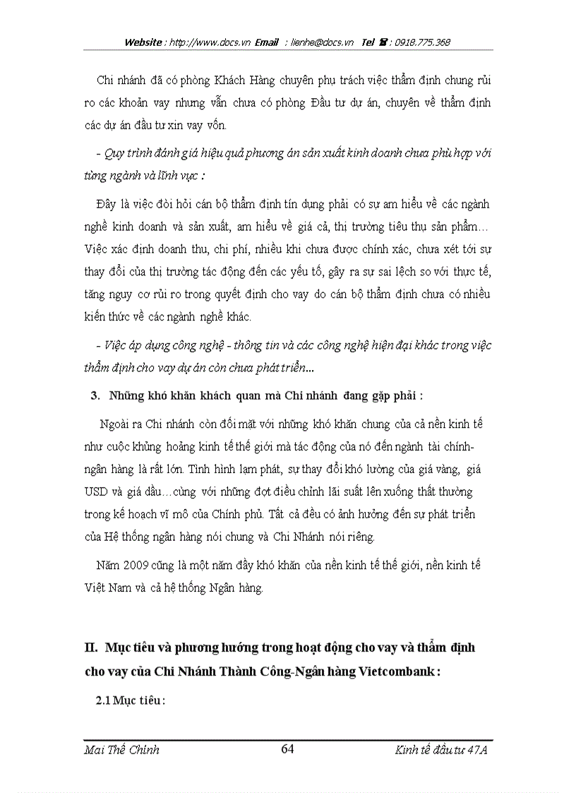 image for page Thực trạng và giải pháp nâng cao hiệu quả công tác thẩm định dự án tại Chi nhánh Thành Công ngânhàng NHTMCP Ngoại Thương VietcomBank
