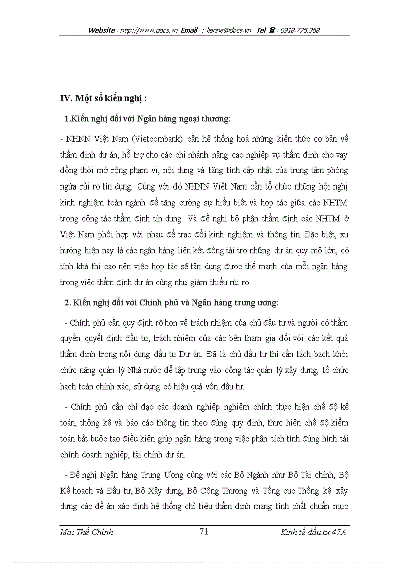 image for page Thực trạng và giải pháp nâng cao hiệu quả công tác thẩm định dự án tại Chi nhánh Thành Công ngânhàng NHTMCP Ngoại Thương VietcomBank