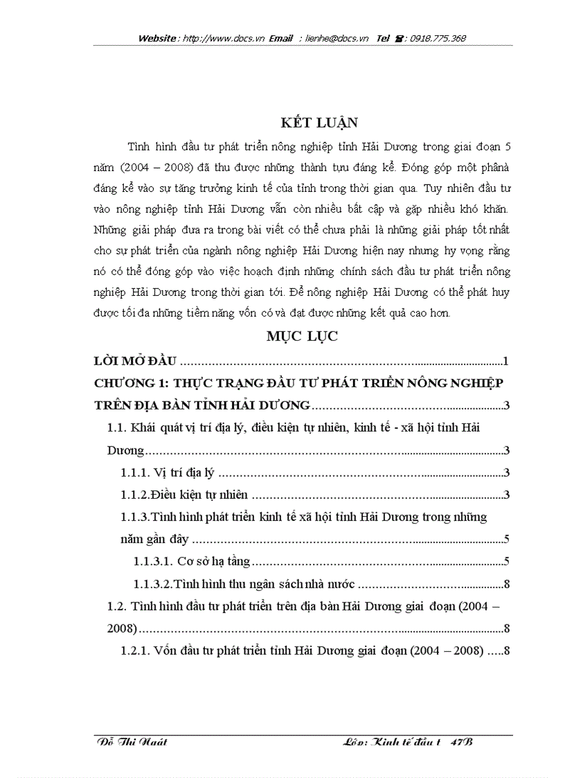 image for page Đầu tư phát triển nông nghiệp tỉnh Hải Dương Thực trạng và giải pháp