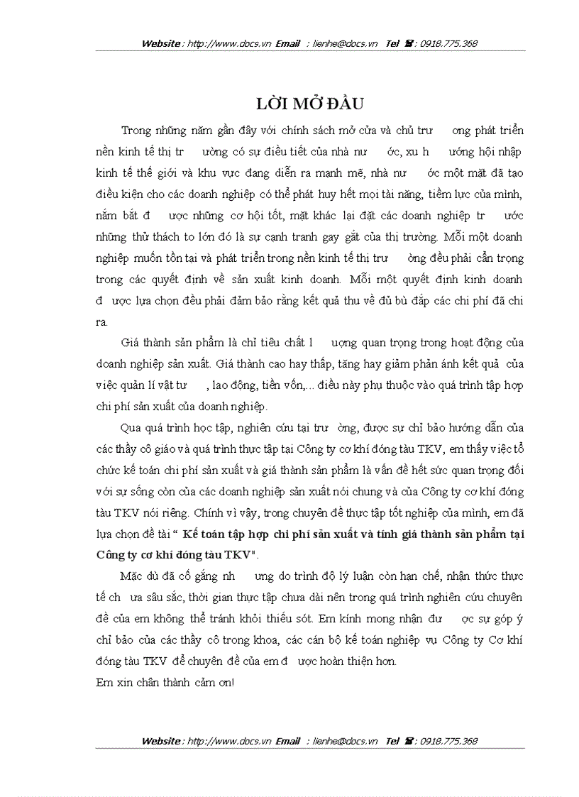 image for page Kế toán tập hợp chi phí sản xuất và tính giá thành sản phẩm tại Công ty cơ khí đóng tàu TKV
