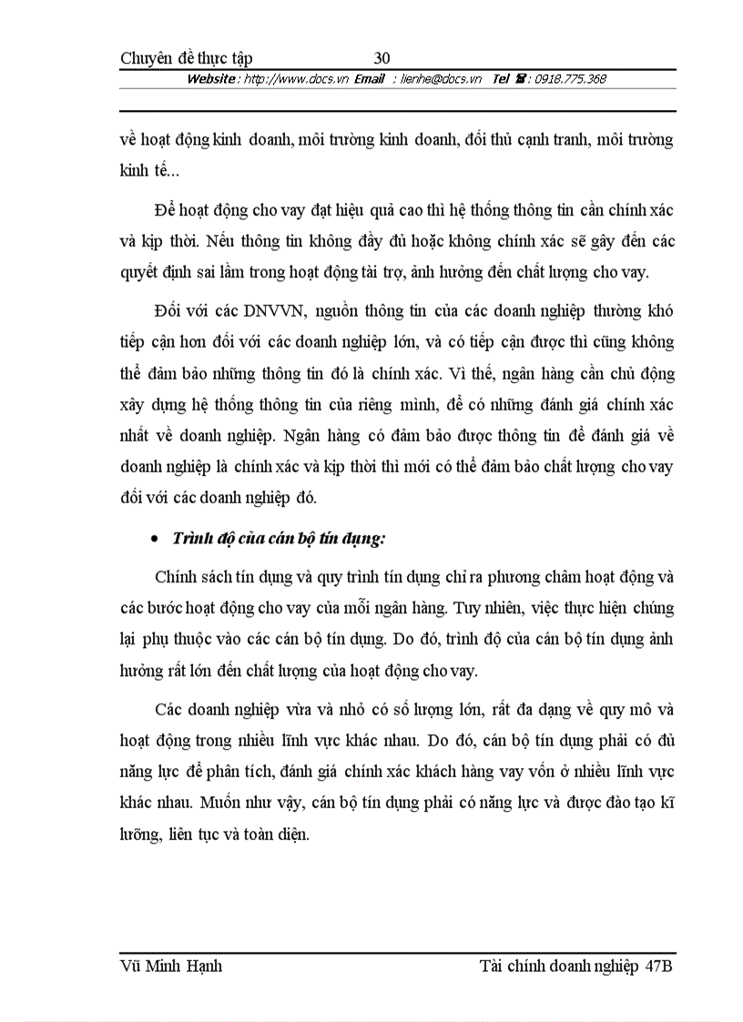 image for page Nâng cao chất lượng cho vay đối với doanh nghiệp vừa và nhỏ tại chi nhánh Láng Hạ Ngân hàng thương mại cổ phần Quân Đội