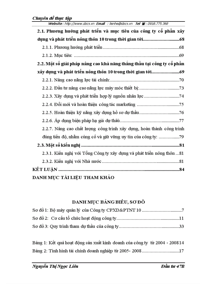 Thực trạng công tác đấu thầu công tác dự thầu và một số giải pháp nhằm nâng cao khả năng thắng thầu của công ty cổ phần xây dựng và phát triển nông t