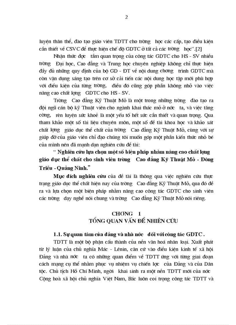 image for page Nghiên cứu lựa chọn một số biện pháp nhằm nâng cao chất lượng giáo dục thể chất cho sinh viên trường Cao đẳng Kỹ Thuật Mỏ Đông Triều Quảng Ninh