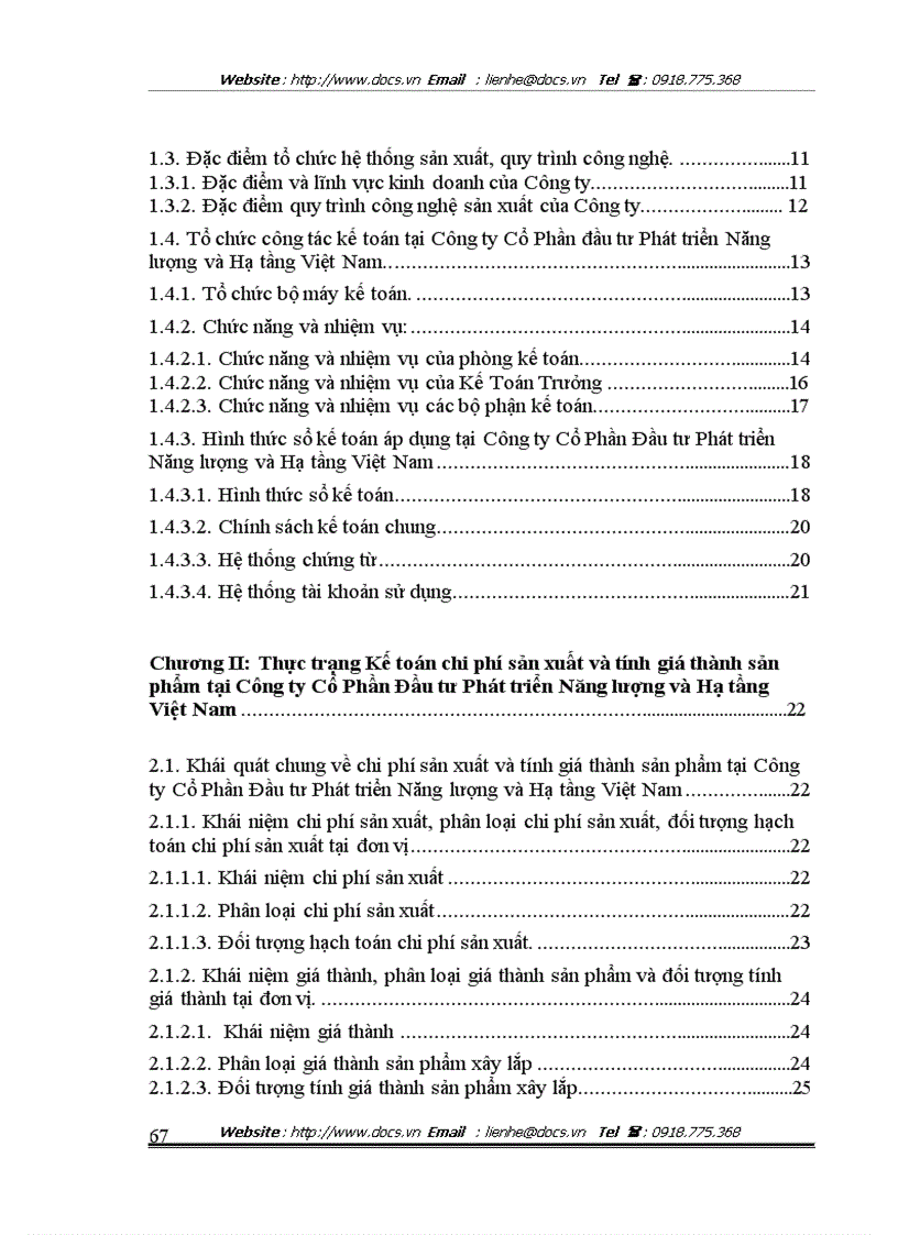 image for page Hoàn thiện kế toán chi phí sản xuất và tính giá thành sản phẩm xây lắp tại Công ty CP Đầu tư Phát triển Năng lượng và Hạ tầng Việt Nam