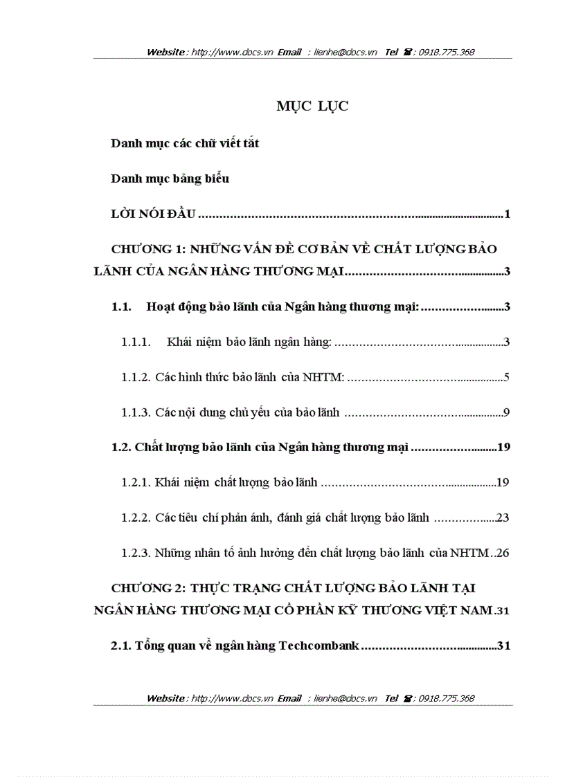 image for page Nâng cao chất lượng bảo lãnh tại ngânhàng NHTMCP Kỹ Thương TechcomBank Việt Nam