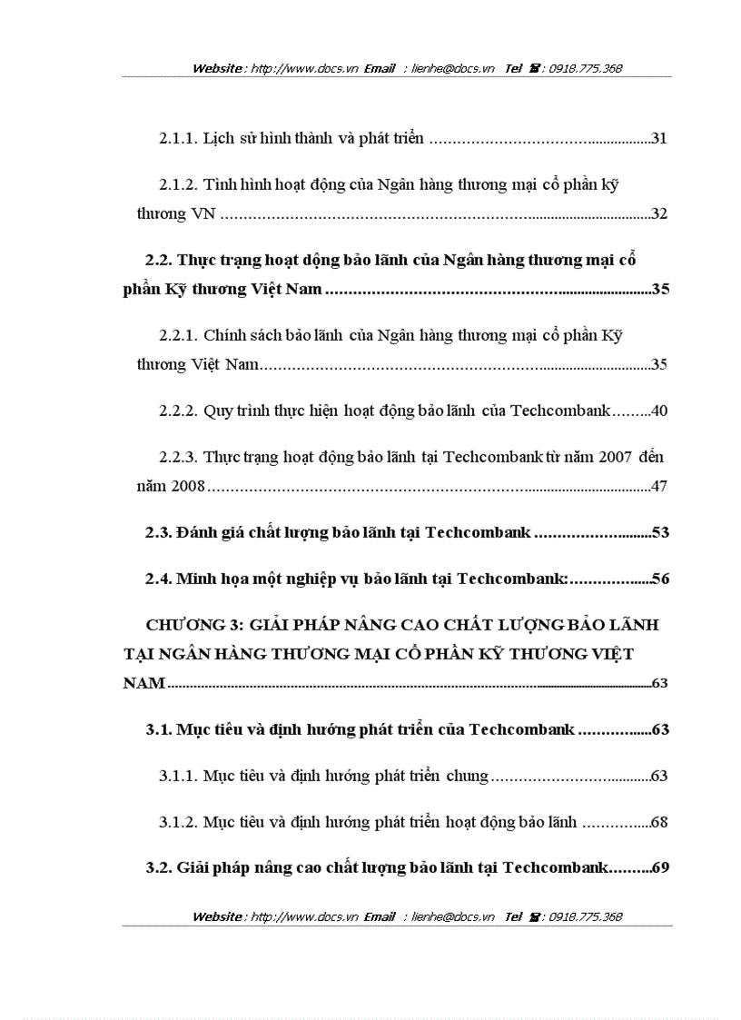 image for page Nâng cao chất lượng bảo lãnh tại ngânhàng NHTMCP Kỹ Thương TechcomBank Việt Nam