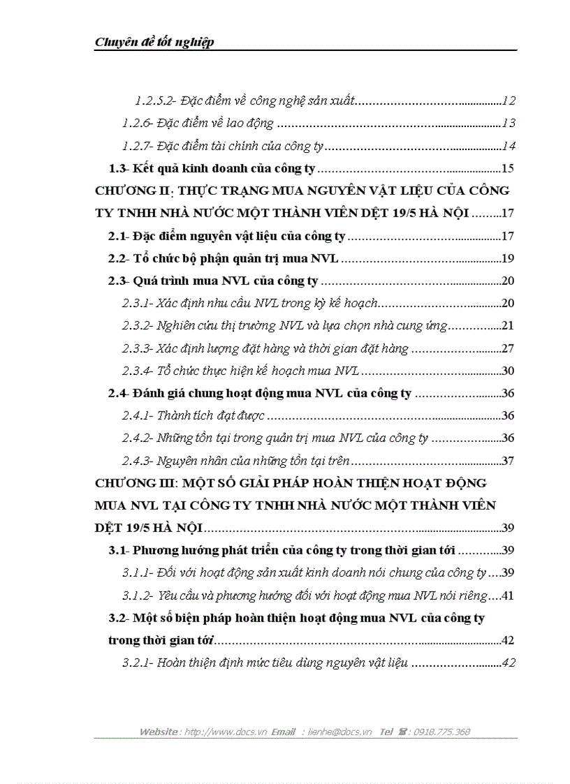 image for page Hoạt động mua nguyên vật liệu ở công ty TNHH Nhà nước một thành viên Dệt 19 5 Hà Nội