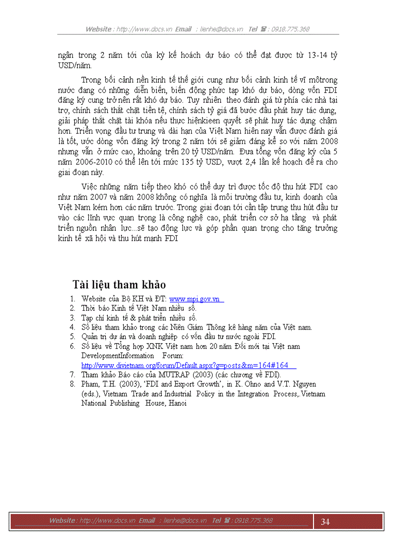 image for page Đẩy mạnh thu hút và nâng cao hiệu quả sử dụng nguồn vốn FDI tại Viêt Nam trong bối cảnh khủng hoảng kinh tế toàn cầu