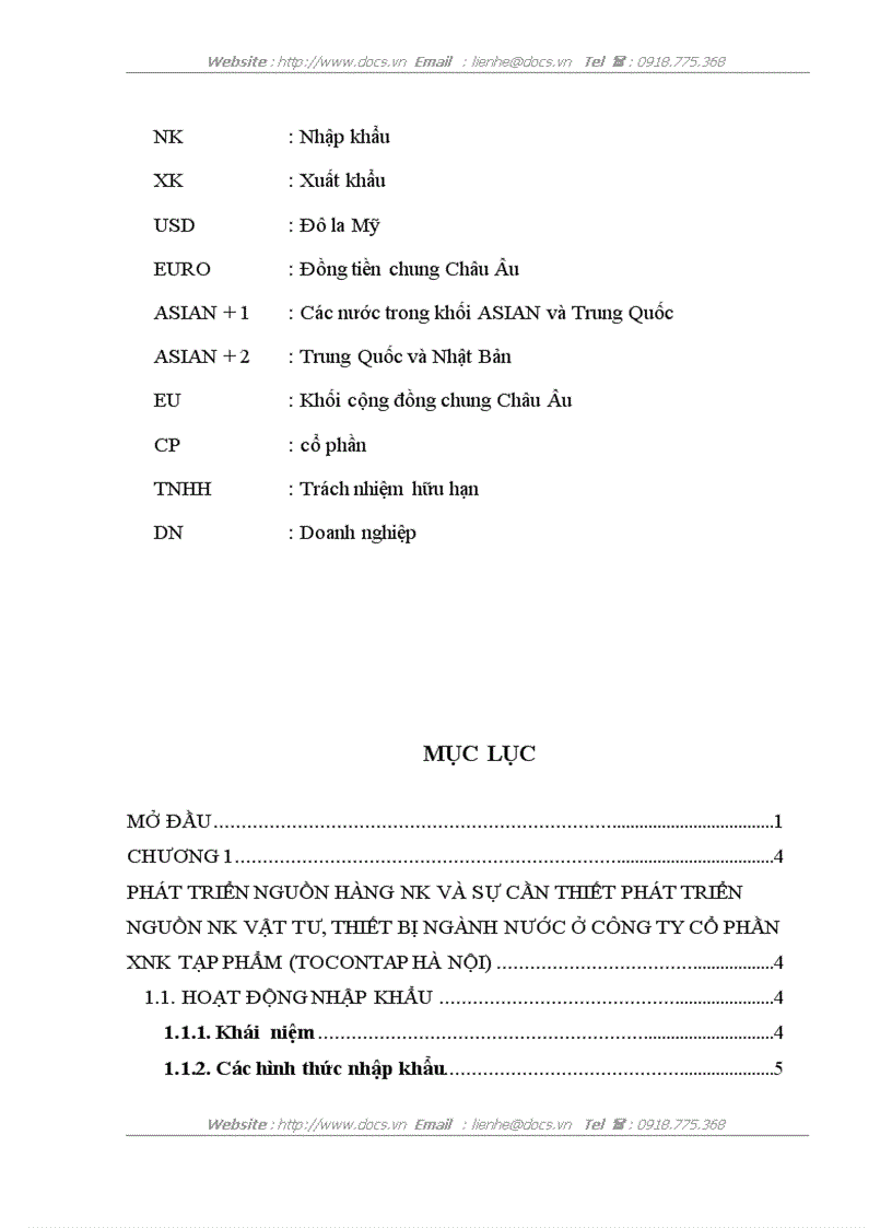 image for page Hoạt động phát triển nguồn hàng nhập khẩu vật tư thiết bị ngành nước ở công ty cổ phần xnk tạp phẩm tocontap hà nội