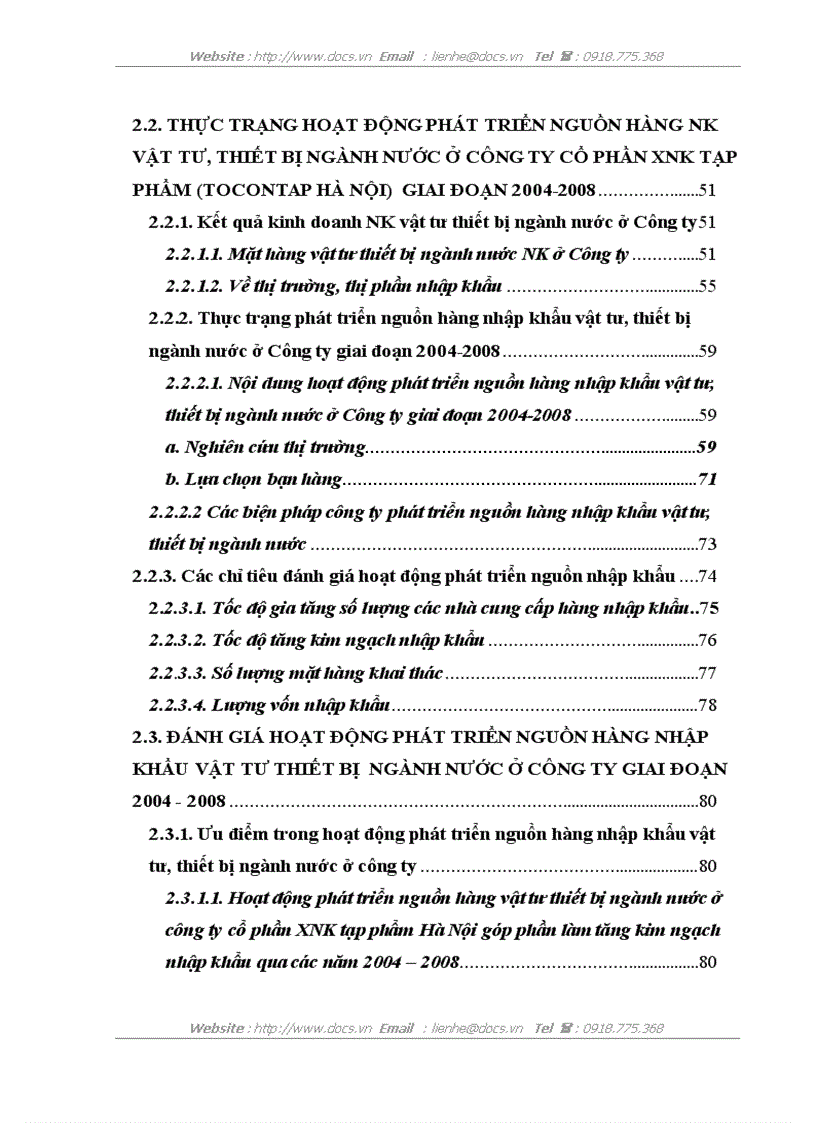 image for page Hoạt động phát triển nguồn hàng nhập khẩu vật tư thiết bị ngành nước ở công ty cổ phần xnk tạp phẩm tocontap hà nội