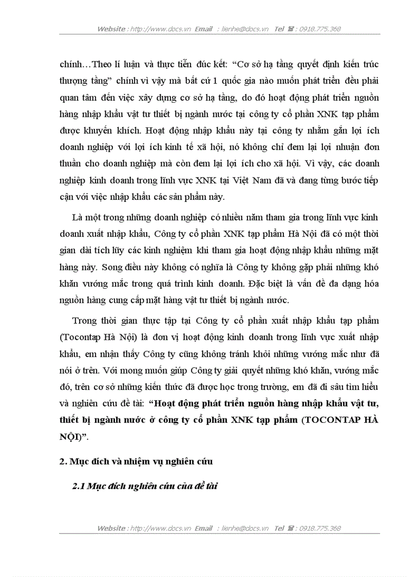 image for page Hoạt động phát triển nguồn hàng nhập khẩu vật tư thiết bị ngành nước ở công ty cổ phần xnk tạp phẩm tocontap hà nội