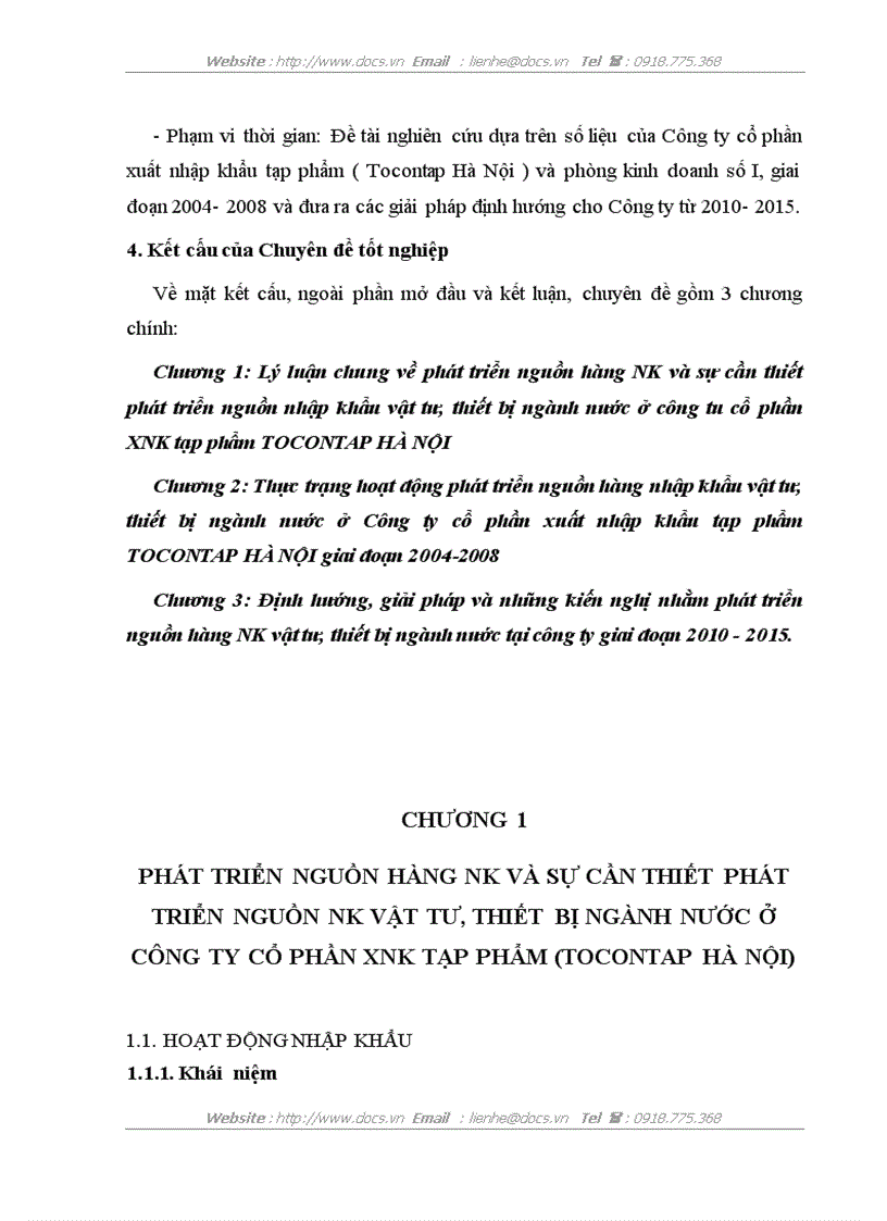 image for page Hoạt động phát triển nguồn hàng nhập khẩu vật tư thiết bị ngành nước ở công ty cổ phần xnk tạp phẩm tocontap hà nội