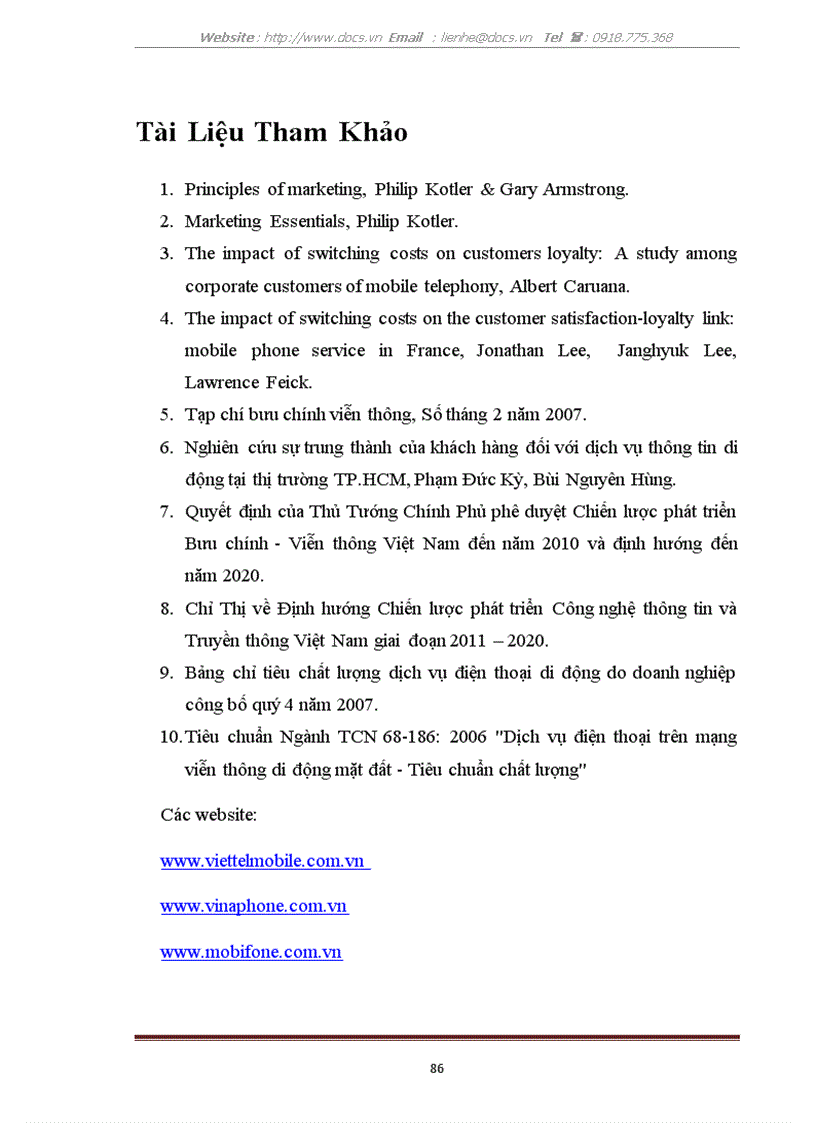 image for page Nghiên cứu sự trung thành của khách hàng đối với dịch vụ viễn thông di động tại Việt Nam