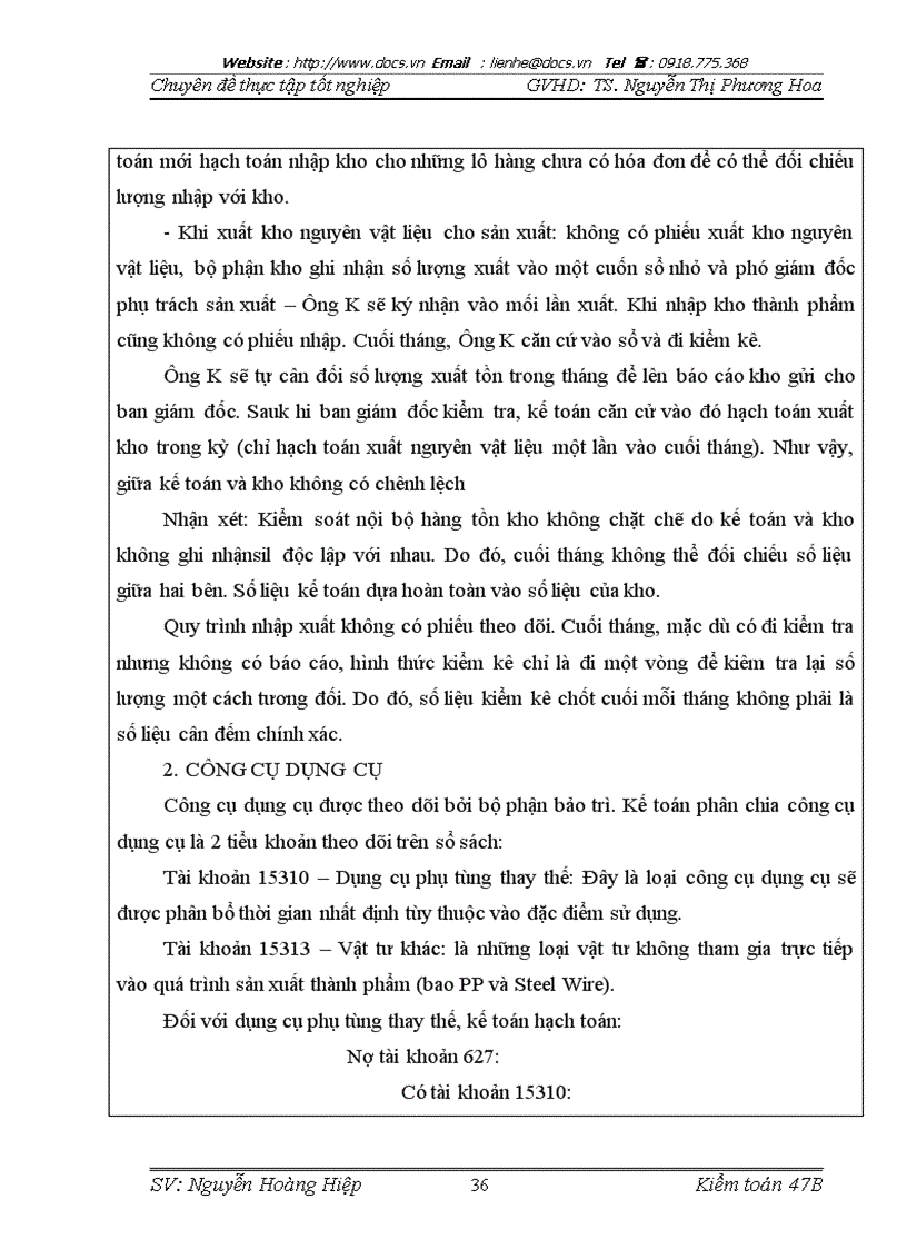 image for page Chu trình kiểm toán hàng tồn kho trong kiểm toán báo cáo tài chính do Công ty TNHH kiểm toán và dịch vụ tin học TP HCM chi nhánh Hà Nội thực hiện