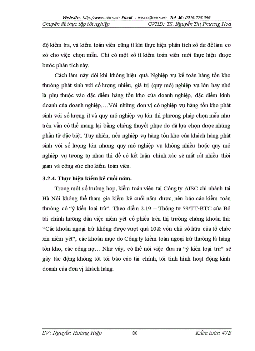 image for page Chu trình kiểm toán hàng tồn kho trong kiểm toán báo cáo tài chính do Công ty TNHH kiểm toán và dịch vụ tin học TP HCM chi nhánh Hà Nội thực hiện