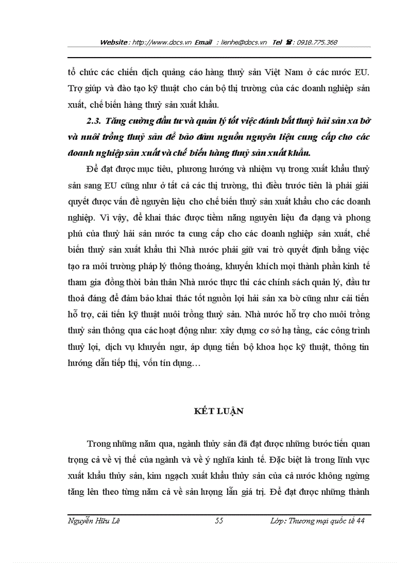 image for page Một số giải pháp nhằm đẩy mạnh xuất khẩu thuỷ sản của công ty TNHH Huy Nam sang thị trường Châu Âu