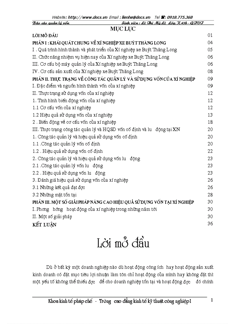 image for page Báo cáo về công tác quản lý tại Xí nghiệp xe Buýt Thăng Long