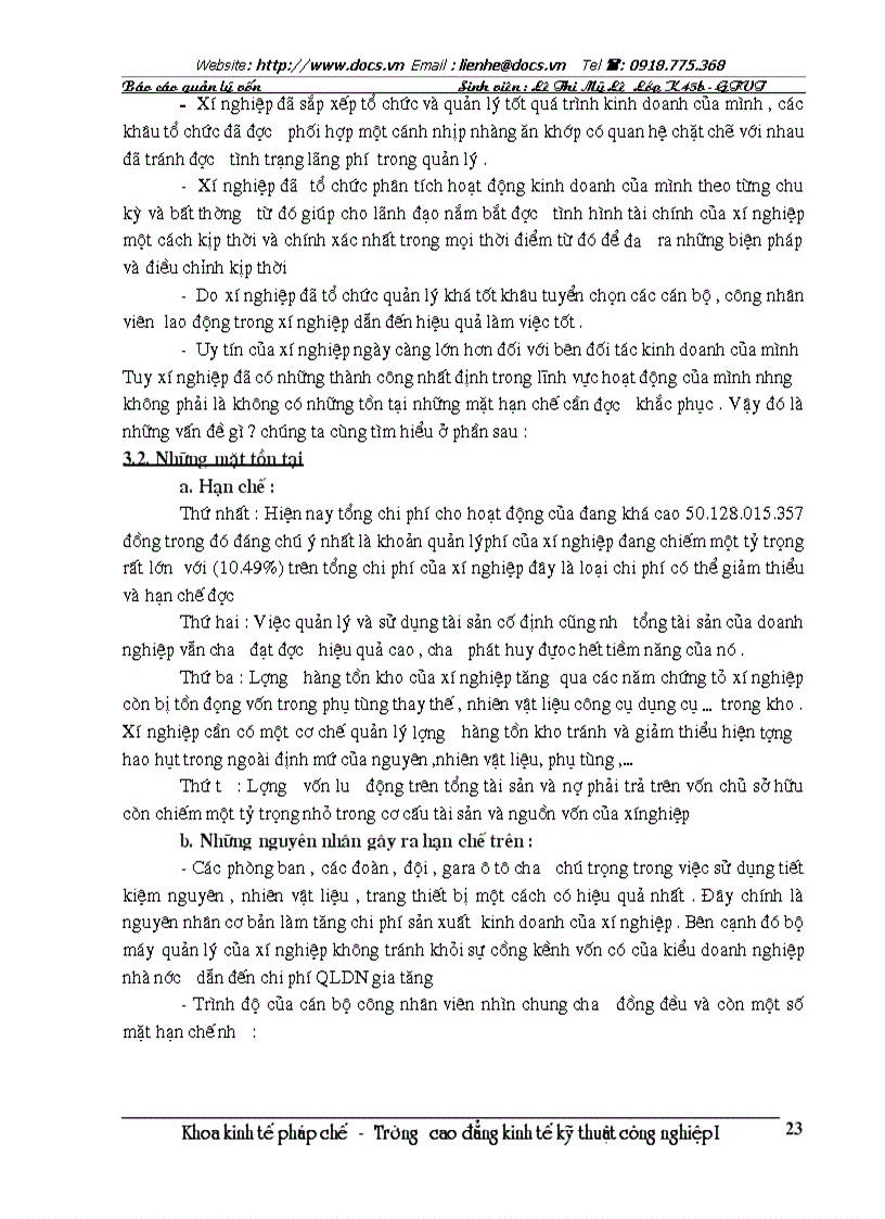 image for page Báo cáo về công tác quản lý tại Xí nghiệp xe Buýt Thăng Long