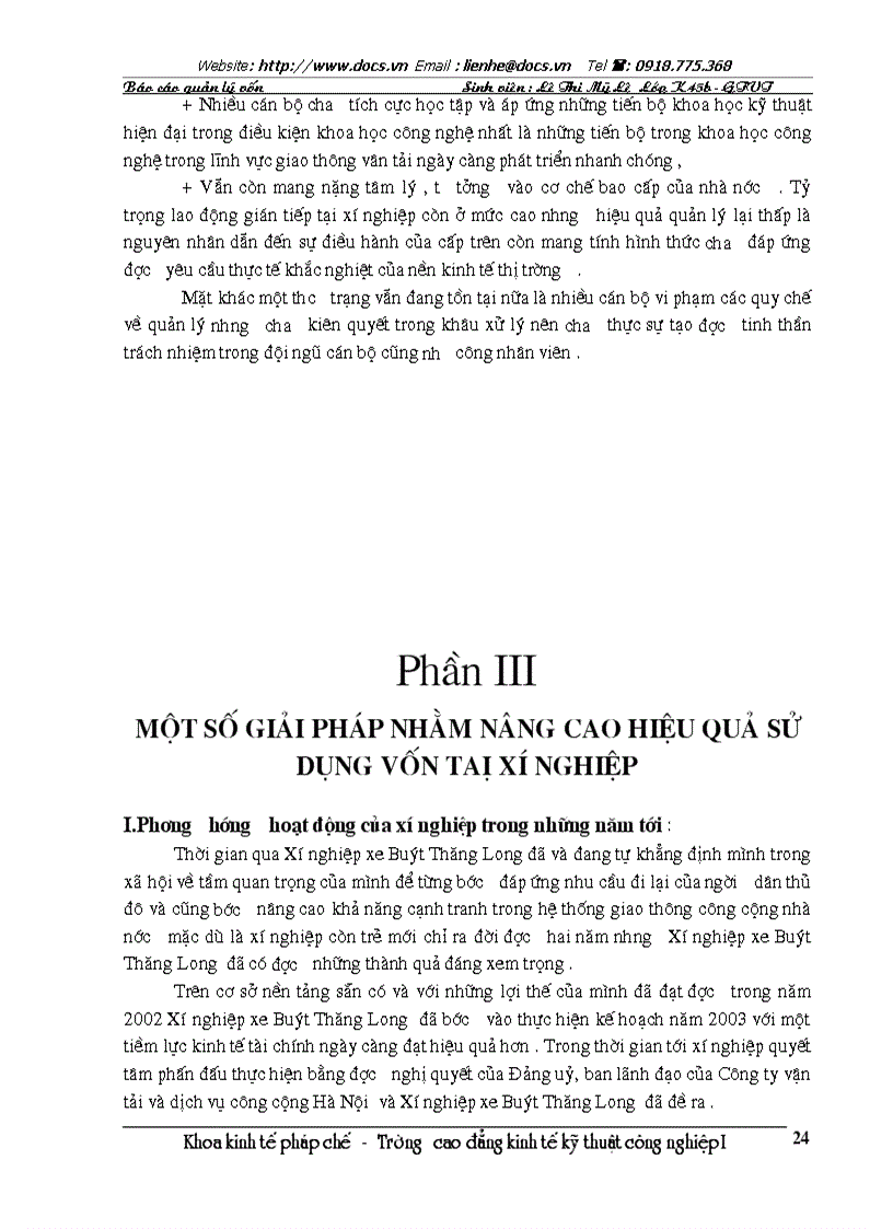 image for page Báo cáo về công tác quản lý tại Xí nghiệp xe Buýt Thăng Long