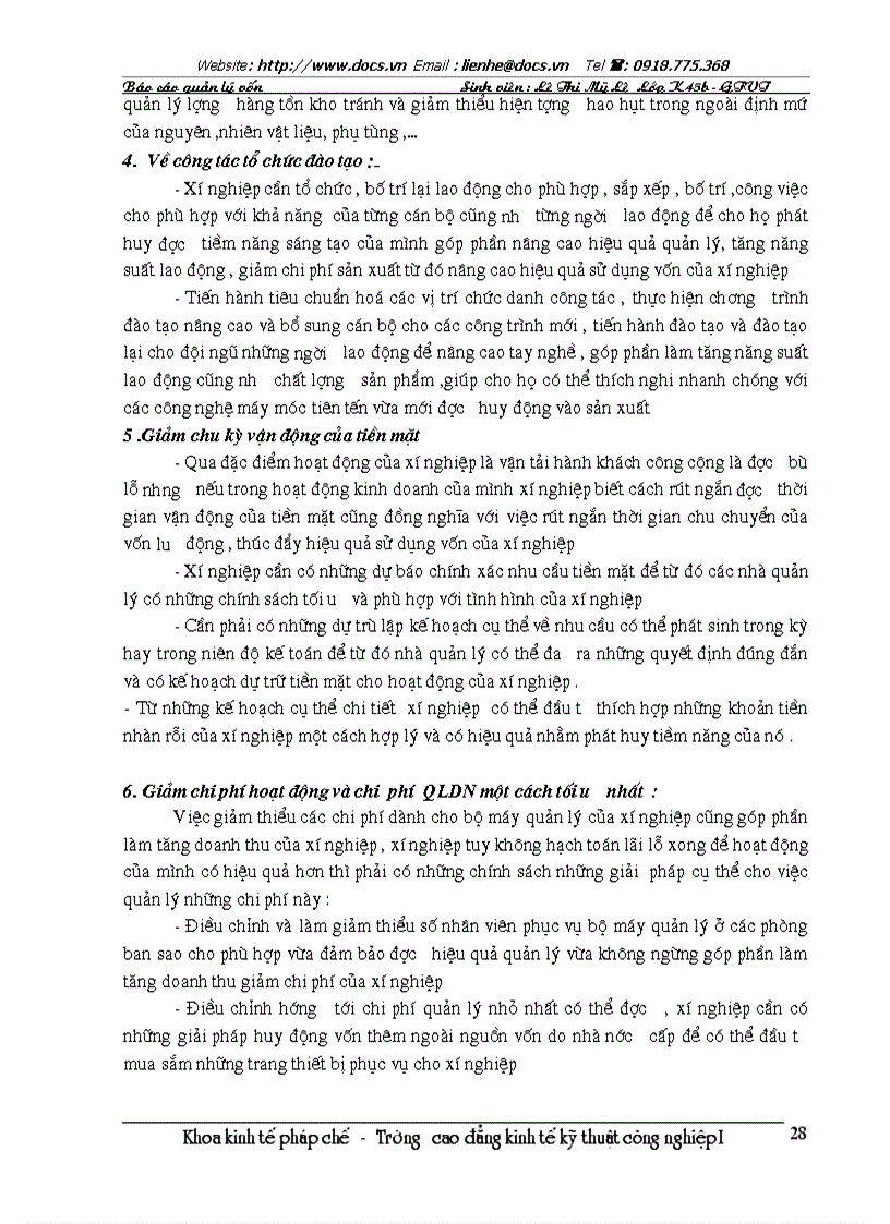 image for page Báo cáo về công tác quản lý tại Xí nghiệp xe Buýt Thăng Long