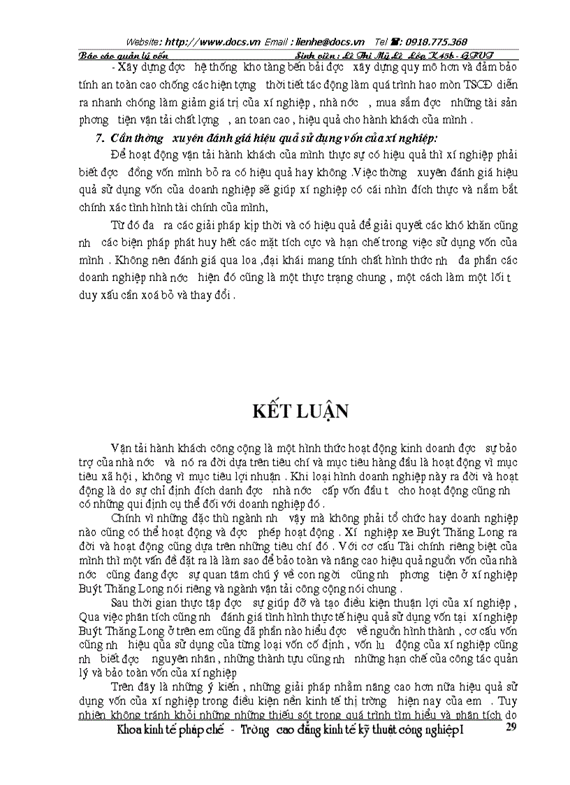 image for page Báo cáo về công tác quản lý tại Xí nghiệp xe Buýt Thăng Long
