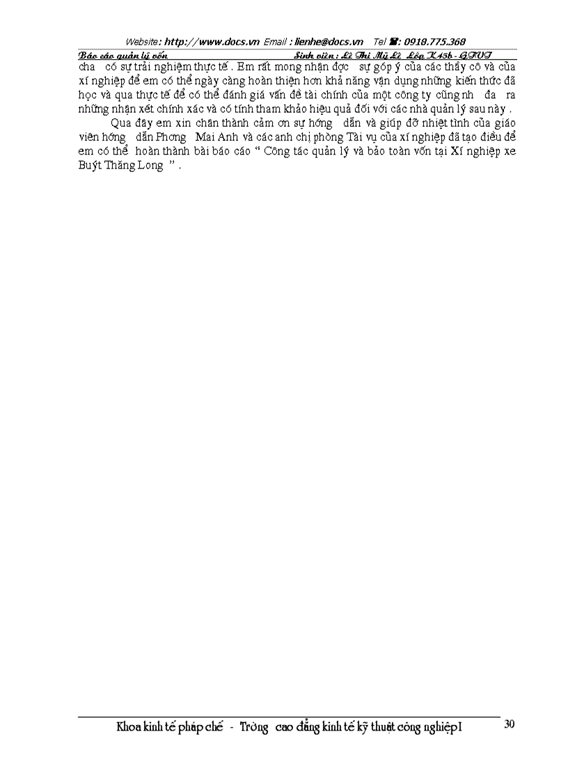 image for page Báo cáo về công tác quản lý tại Xí nghiệp xe Buýt Thăng Long