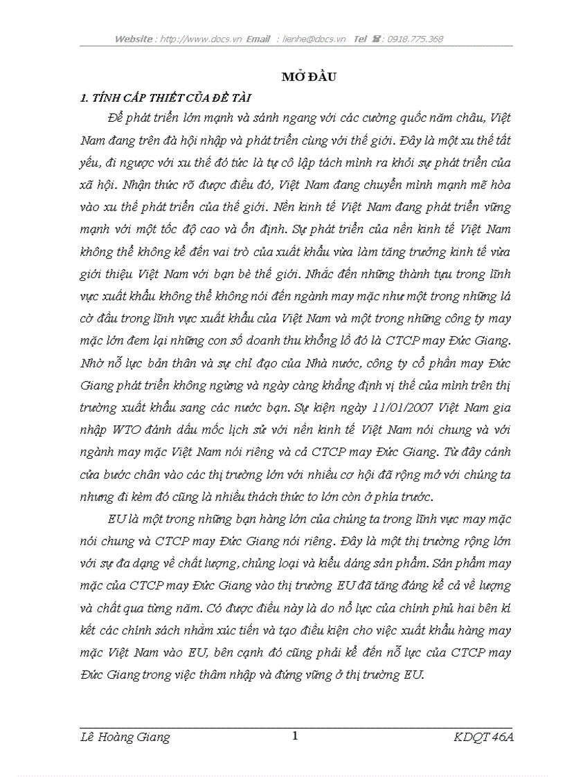 image for page Hoạt động thâm nhập thị trường EU của CTCP may Đức Giang Thực trạng và giải pháp