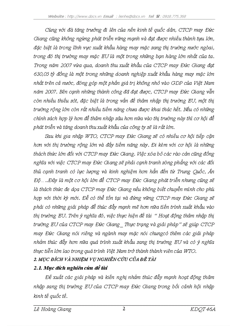 image for page Hoạt động thâm nhập thị trường EU của CTCP may Đức Giang Thực trạng và giải pháp