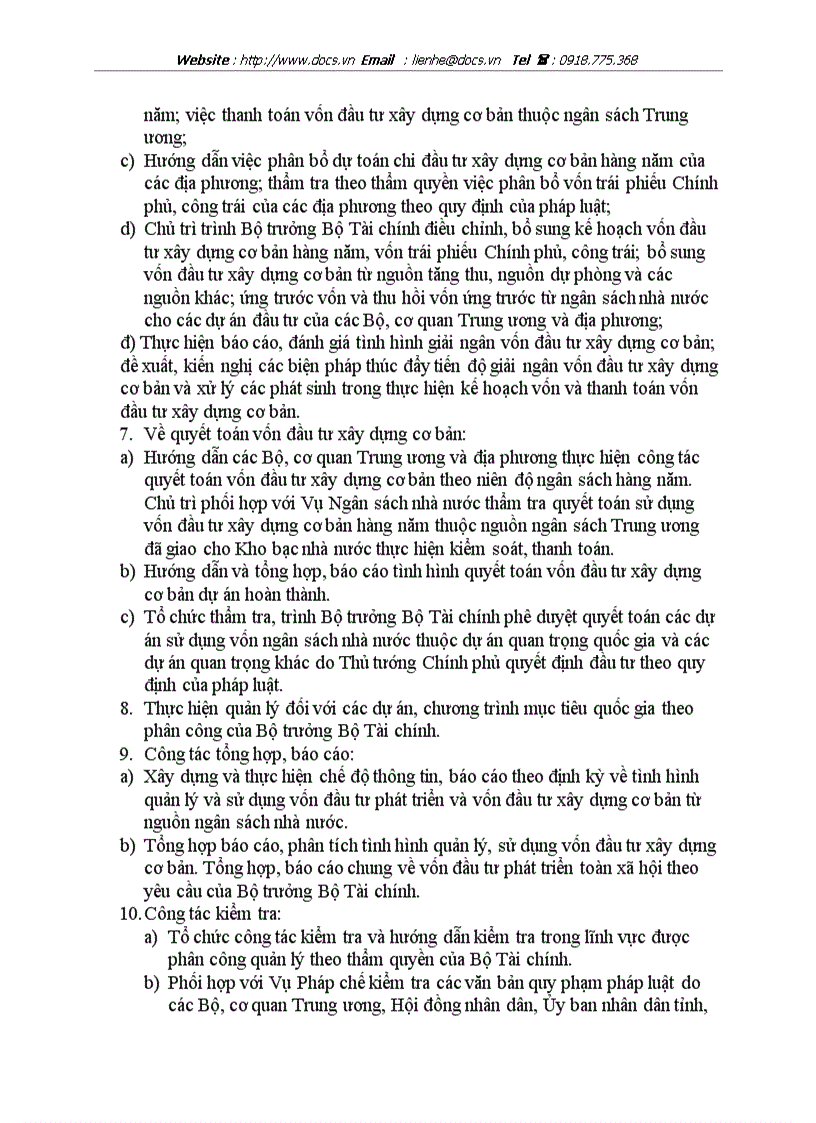 image for page Hoạt động của Bộ tài chính và Vụ Đầu tư