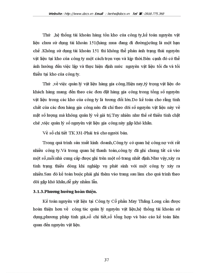image for page Hoàn thiện kế toán nguyên vật liệu tại Công ty Cổ phần May Thăng Long