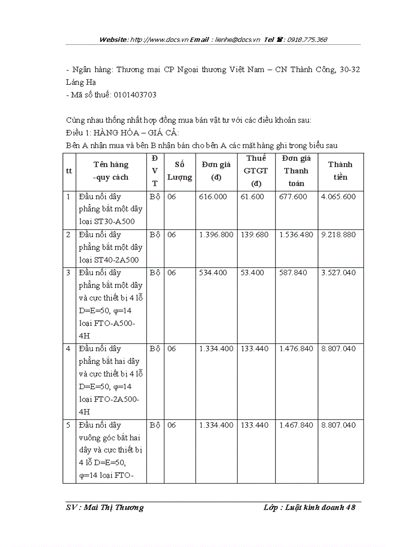 image for page Giao kết và thực hiện hợp đồng mua bán hàng hóa tại công ty TNHH Nhất Nước