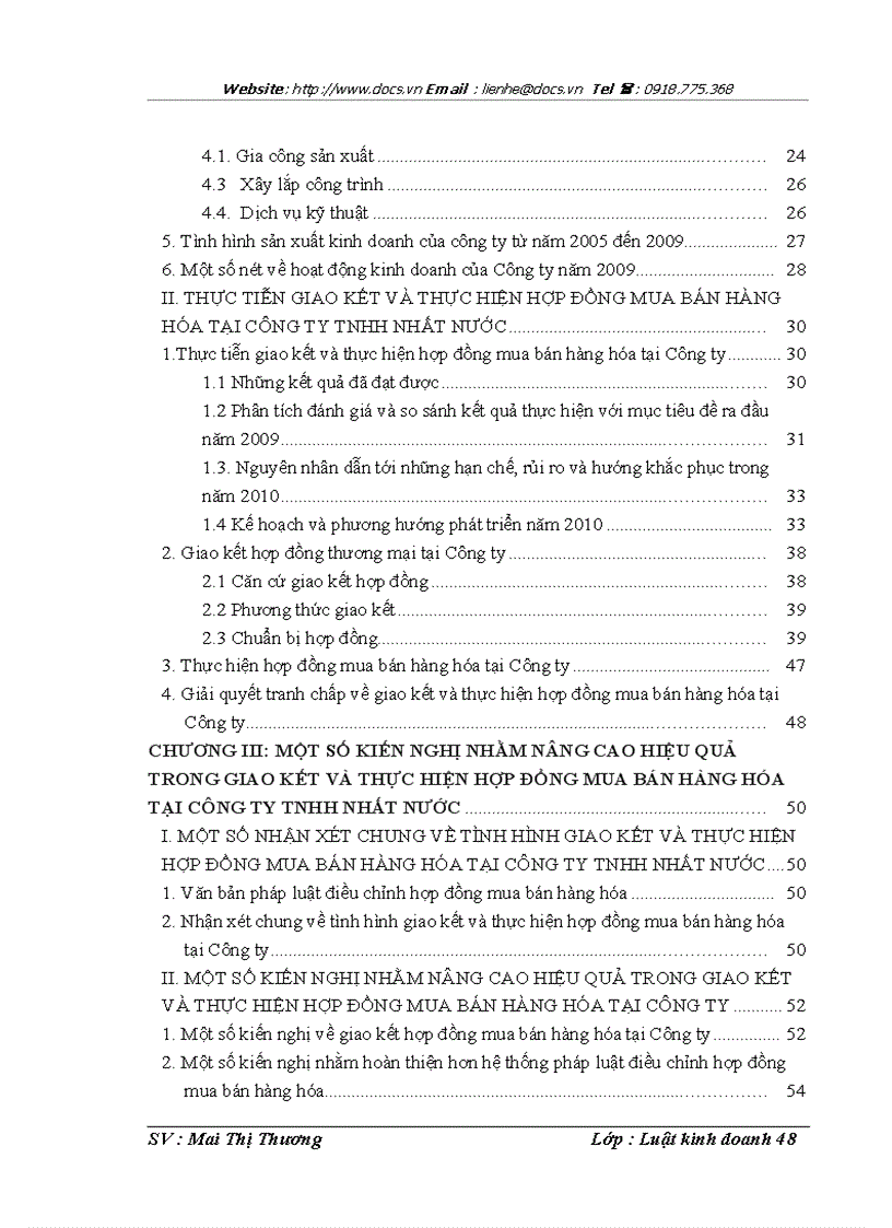 image for page Giao kết và thực hiện hợp đồng mua bán hàng hóa tại công ty TNHH Nhất Nước