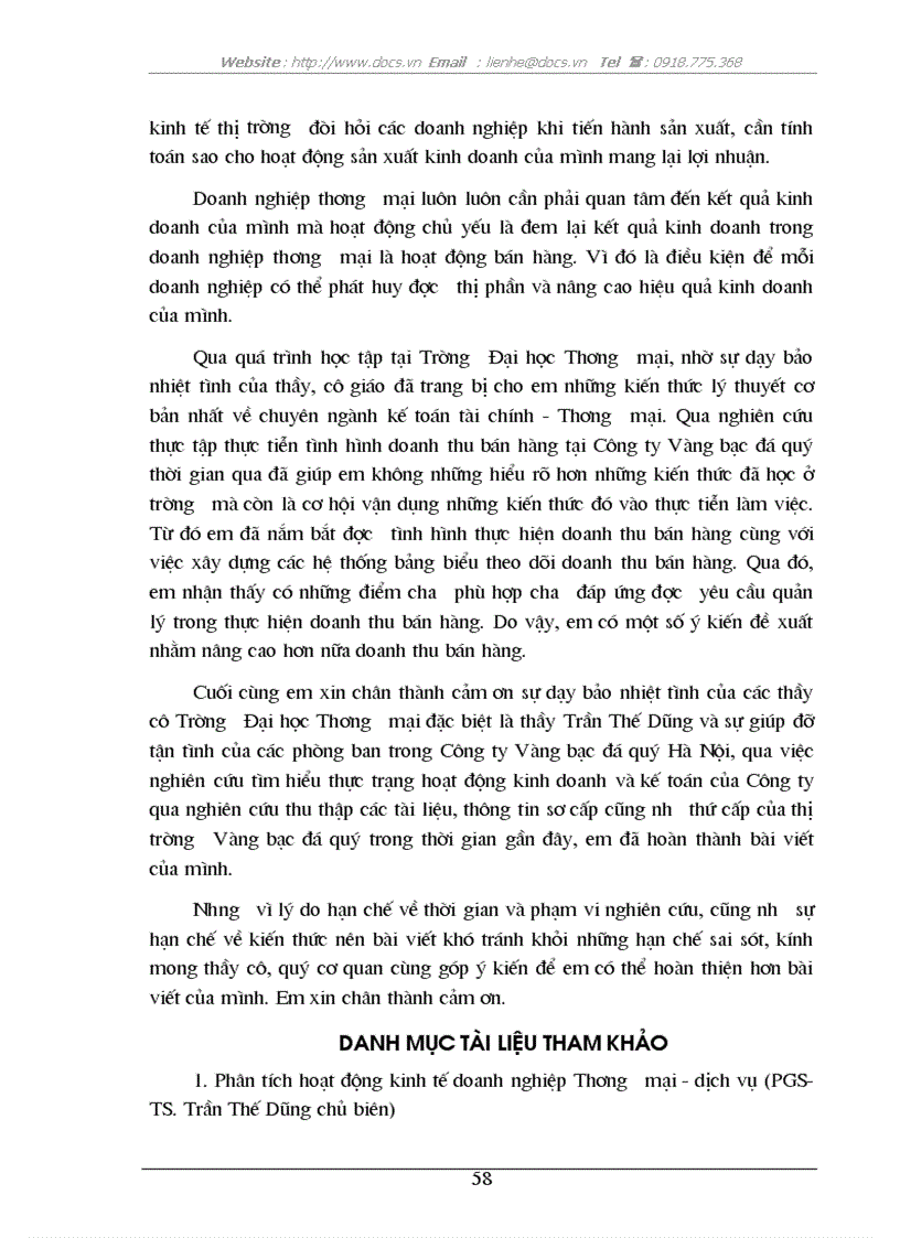 image for page Phân tích tình hình doanh thu bán hàng và các biện pháp không ngừng tăng doanh thu bán hàng ở Công ty Vàng Bạc Đá Quý Hà Nội