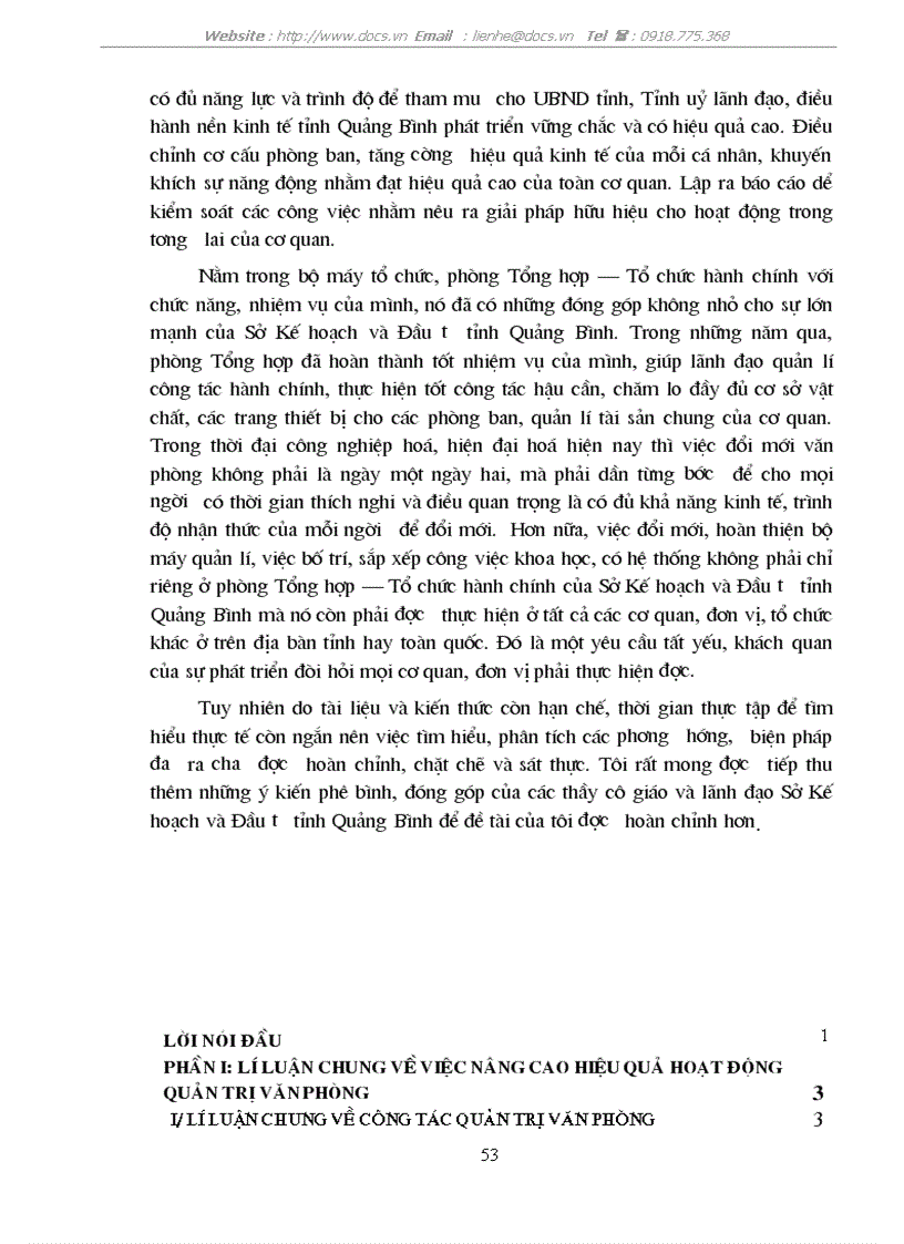image for page Công tác quản trị văn phòng với việc nâng cao hiệu quả hoạt động của Sở Kế hoạch và Đầu tư tỉnh Quảng Bình