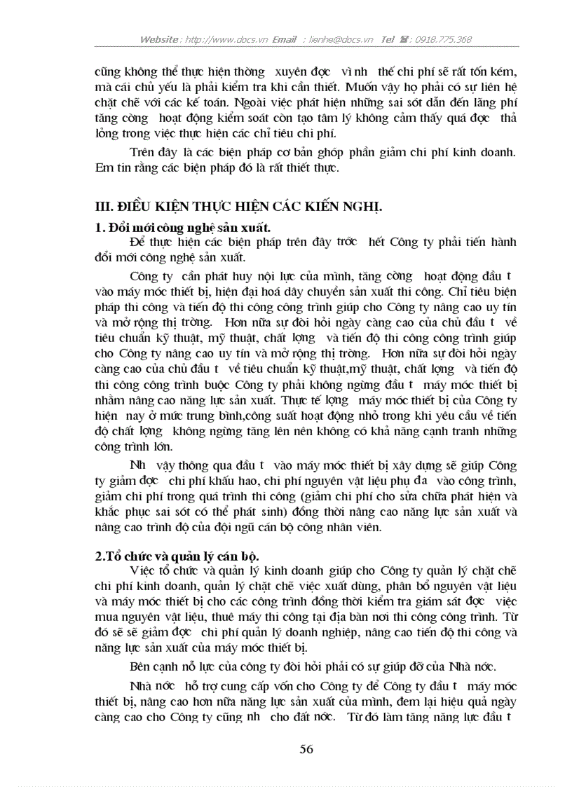 image for page Biện pháp giảm chi phí kinh doanh ở công ty Đầu Tư Xây lắp Thương Mại
