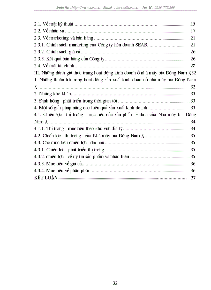 image for page Thực trạng hoạt động trong những năm gần đây của C ty liên doanh bia Đông Nam Á