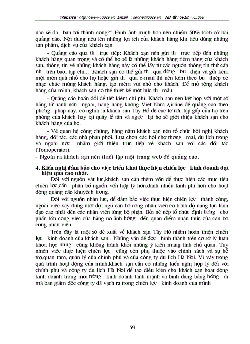 image for page Một số kiến nghị nhằm hoàn thiện chiến lược kinh doanh của Công ty Du lịch dịch vụ Tây Hồ