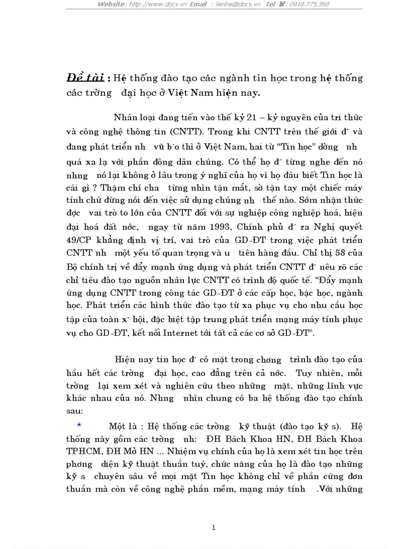 image for page Hệ thống đào tạo các ngành tin học trong hệ thống các trường đại học ở Việt Nam hiện nay
