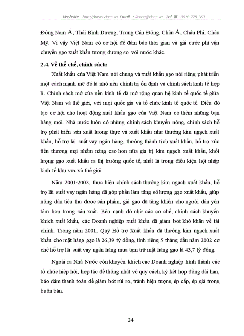 image for page Phân tích các nhân tố ảnh hưởng tới hoạt động xuất khẩu gạo của việt nam