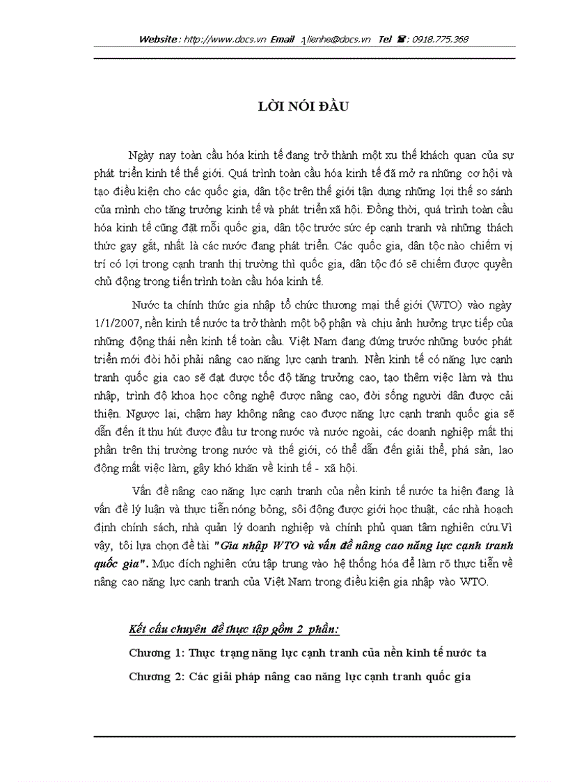 Gia nhập WTO và vấn đề nâng cao năng lực cạnh tranh quốc gia