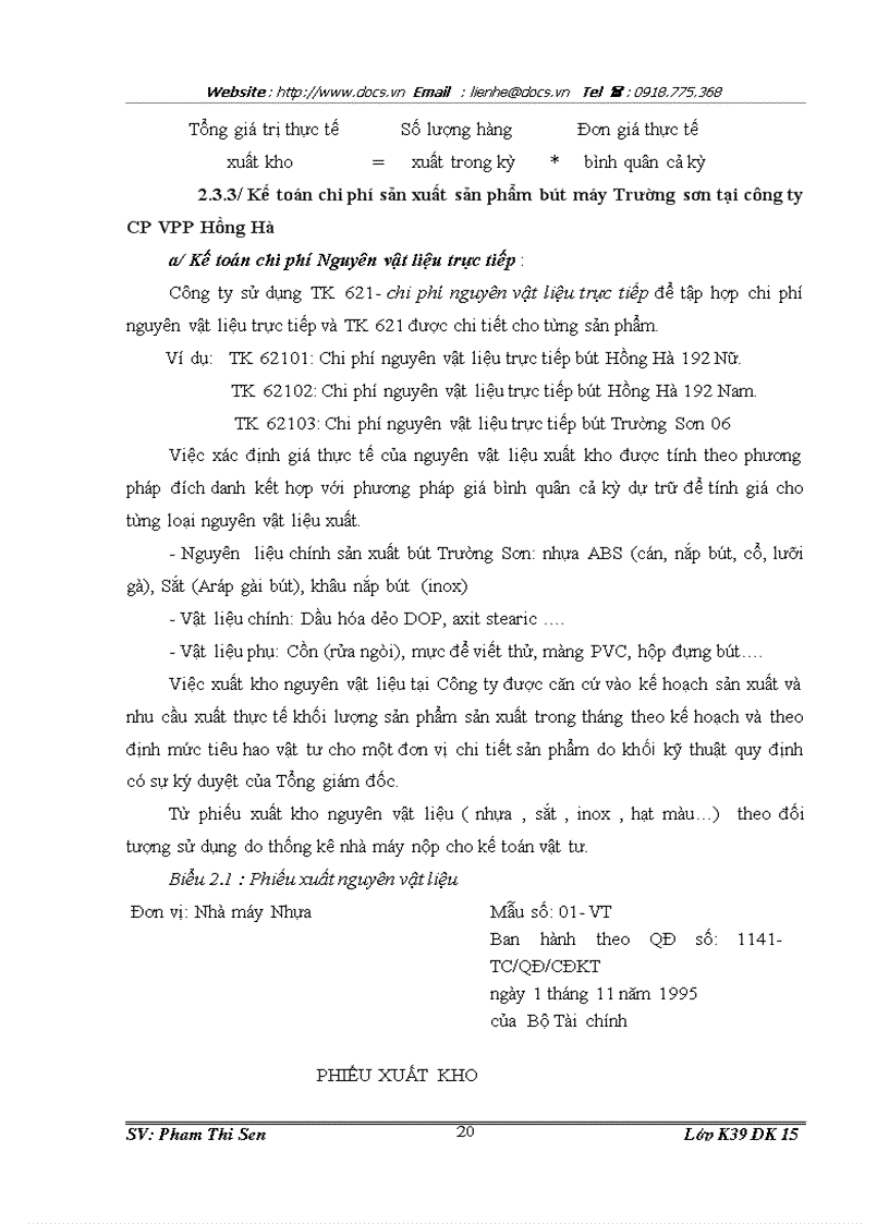 image for page Kế toán chi phí sản xuất sản phẩm bút máy Trường sơn