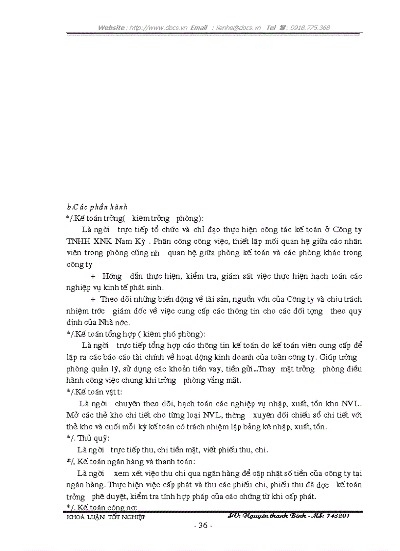 image for page Lập kiểm tra và phân tích các chỉ tiêu tài chính chủ yếu trên Báo cáo tài chính với việc tăng cường quản lý doanh nghiệp tại Công Ty TNHH XNK Nam Kỳ