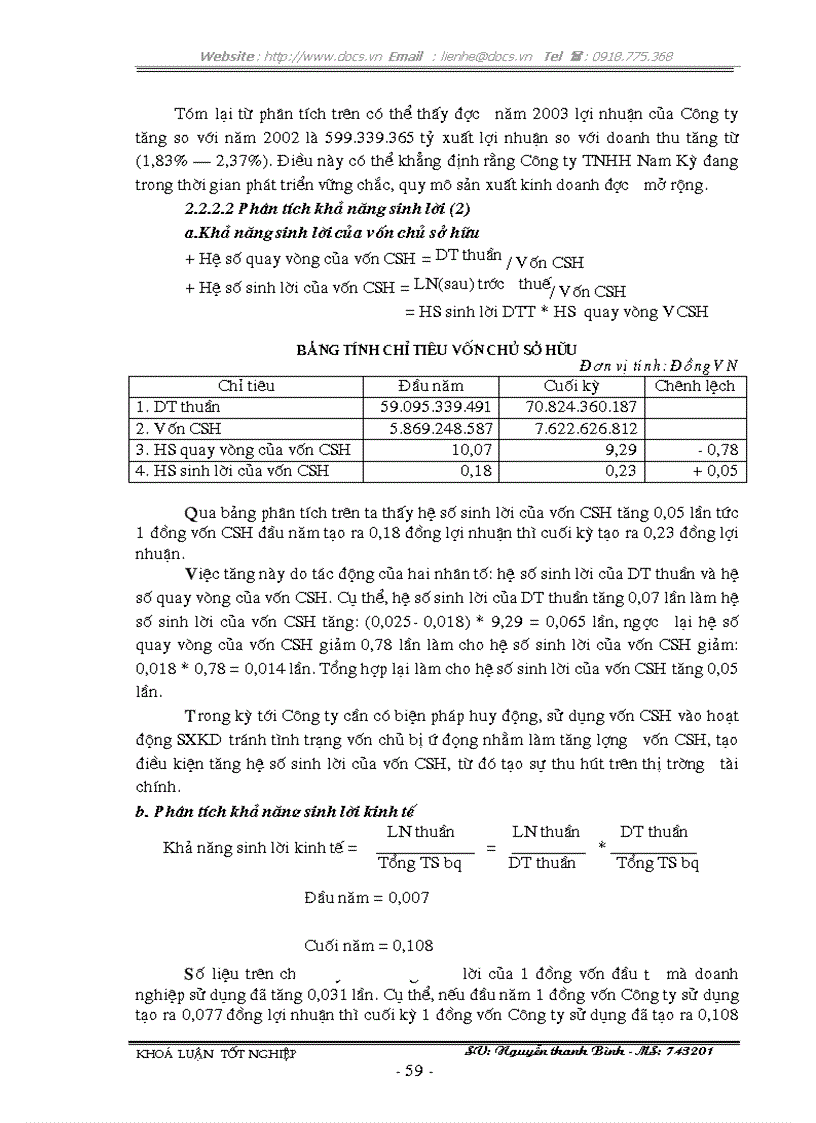 image for page Lập kiểm tra và phân tích các chỉ tiêu tài chính chủ yếu trên Báo cáo tài chính với việc tăng cường quản lý doanh nghiệp tại Công Ty TNHH XNK Nam Kỳ