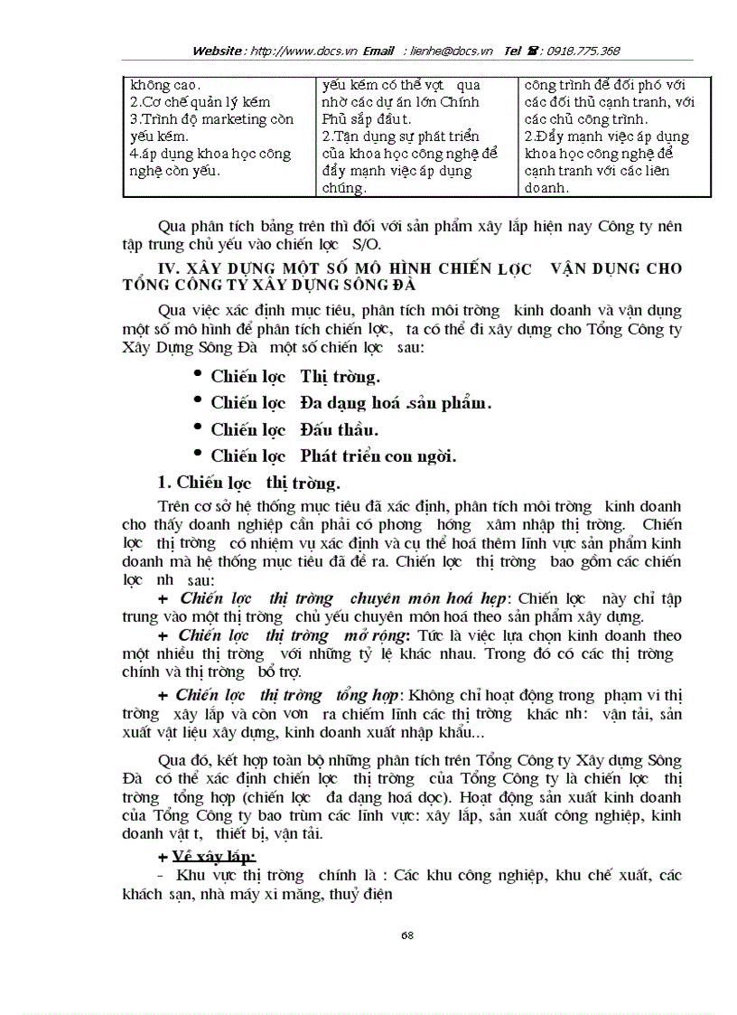 image for page Hoạch định chiến lược kinh doanh ở Tổng Công ty Xây dựng Sông Đà đến năm 2010