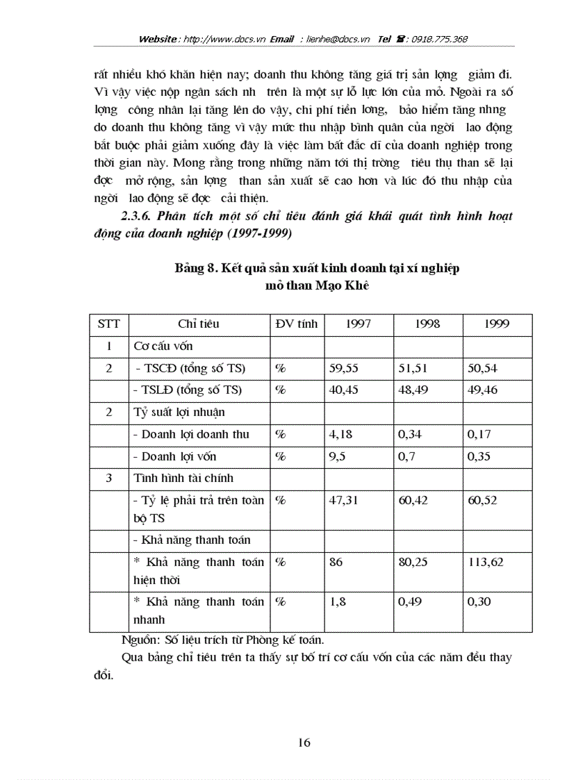image for page Đánh giá hiệu quả sản xuất kinh doanh ở Công ty than Mạo Khê