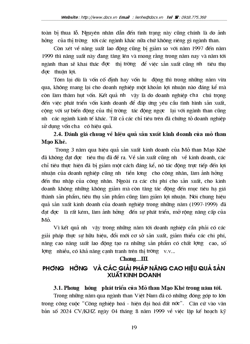 image for page Đánh giá hiệu quả sản xuất kinh doanh ở Công ty than Mạo Khê