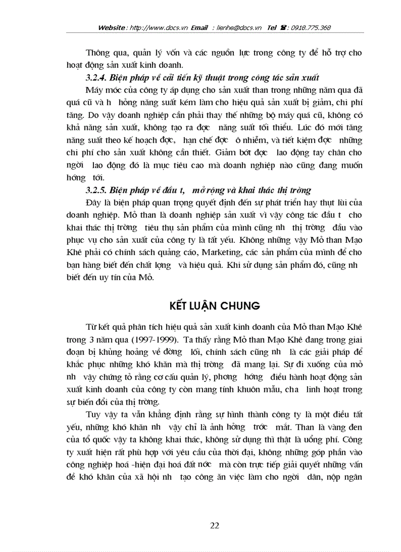 image for page Đánh giá hiệu quả sản xuất kinh doanh ở Công ty than Mạo Khê