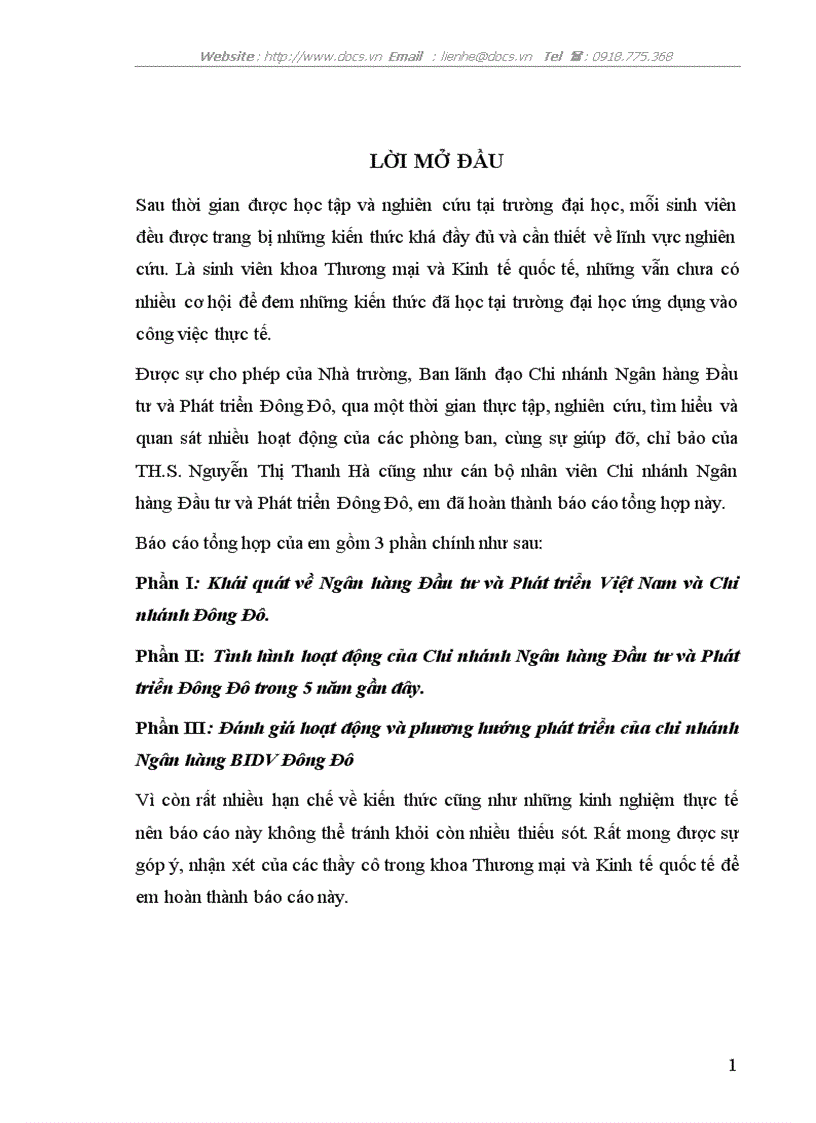 image for page Báo cáo thực tập tại ngân hàng NHĐT PT BIDV Việt Nam Chi nhánh Đông Đô lt NHa gt